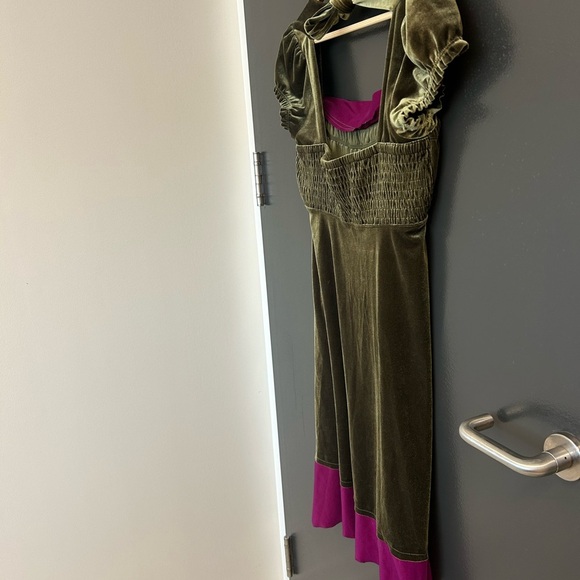 Free People M EUC burnout Velvet green with purple fringe - Picture 6 of 13